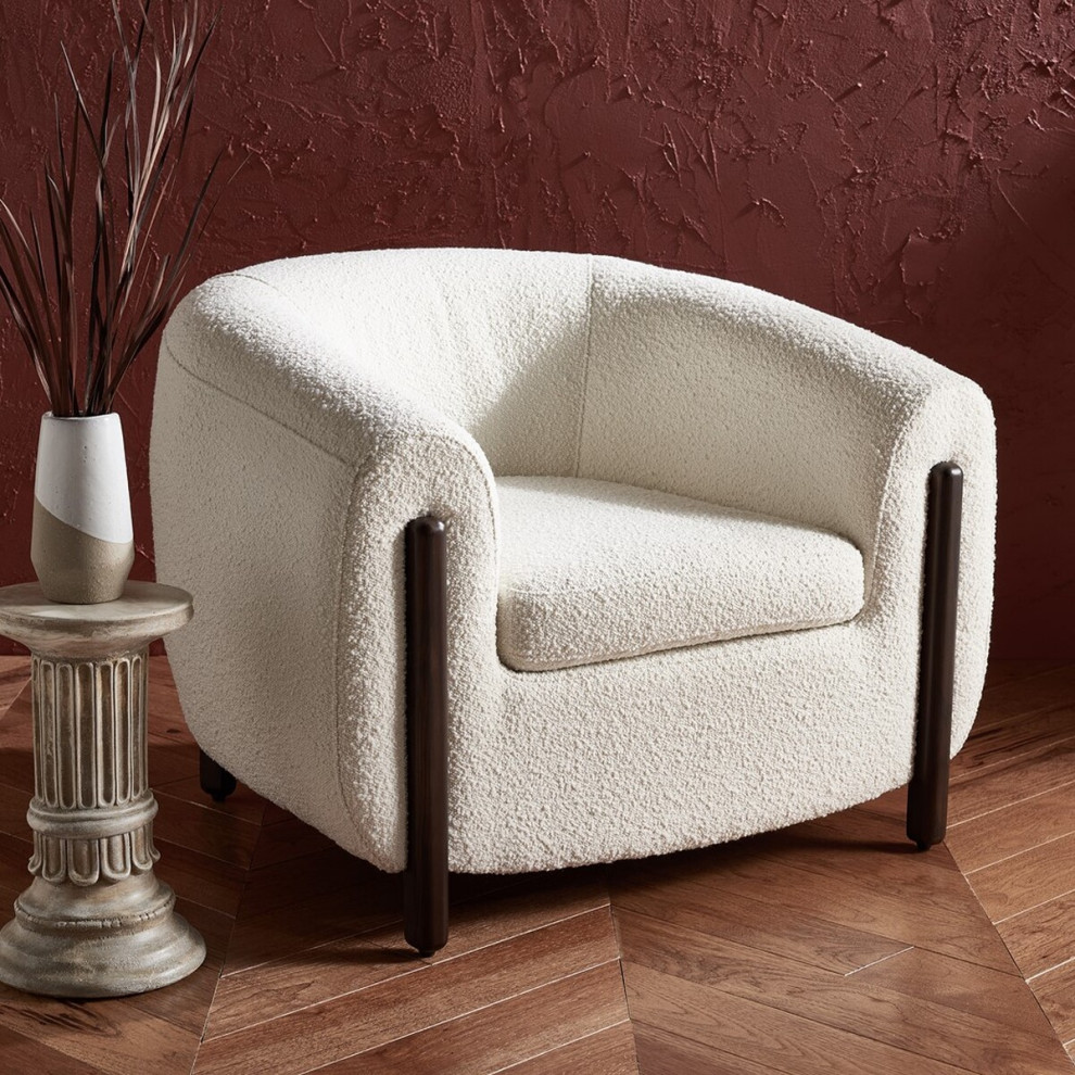 Safavieh Couture Westley Boucle Barrel Back Accent Chair   Midcentury   Armchairs And Accent Chairs   by Safavieh  Houzz