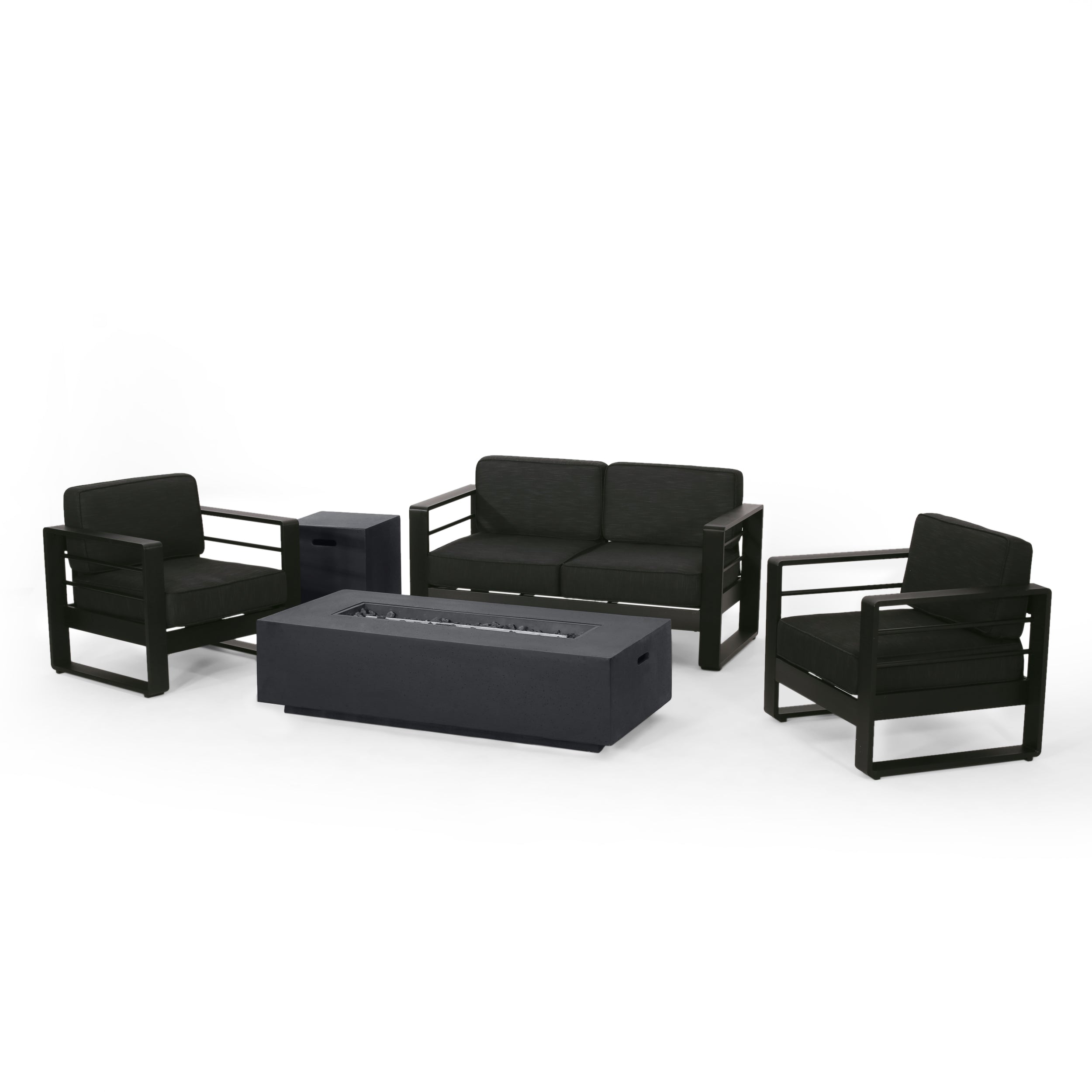 Gadd Outdoor Aluminum 4 Seater Chat Set with Fire Pit