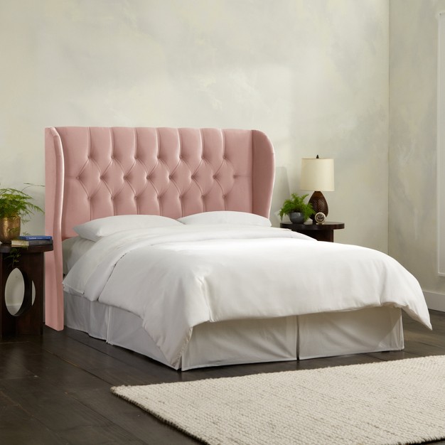 Skyline Furniture Tufted Velvet Upholstered Wingback Headboard