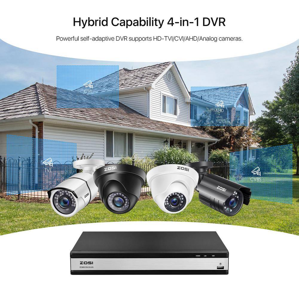 ZOSI 16-Channel 1080p 4TB DVR Security Camera System with 12 Wired Dome Cameras 16JK-418W12-40