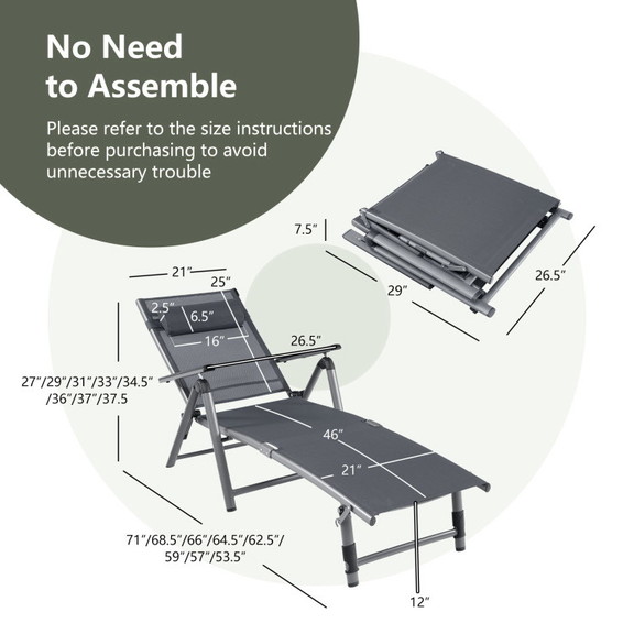 Costway 32698154 Outdoor Aluminum Chaise Lounge Ch...