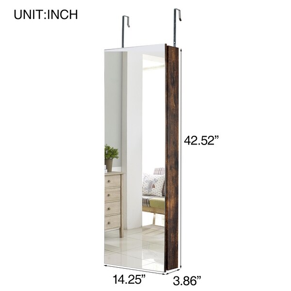 Full Mirror Jewelry Storage Cabinet With with Slide Rail， Can Be Hung On The Door Or Wall - - 37179007