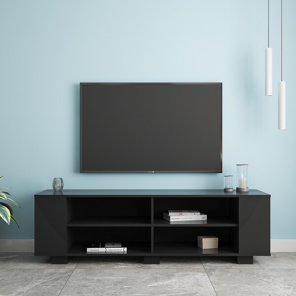 TV Stand for TVs up to 65-Inch， Modern Entertainment Center with 8 Open Shelves