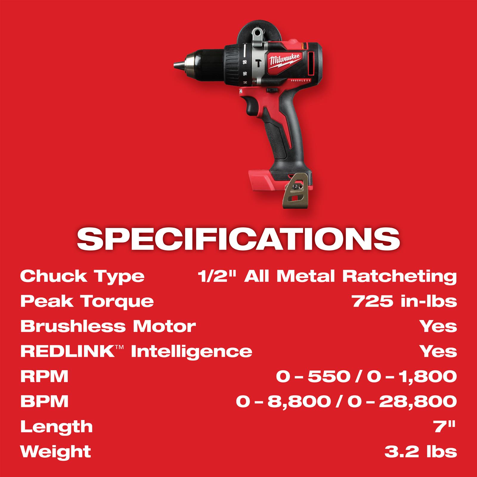 Milwaukee Tool 2902-20 Milwaukee M18 Brushless Hammer Drill Drivers