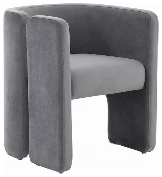 24 quotGrey Velvet Asymmetrical Base Arm Chair   Transitional   Armchairs And Accent Chairs   by HomeRoots  Houzz