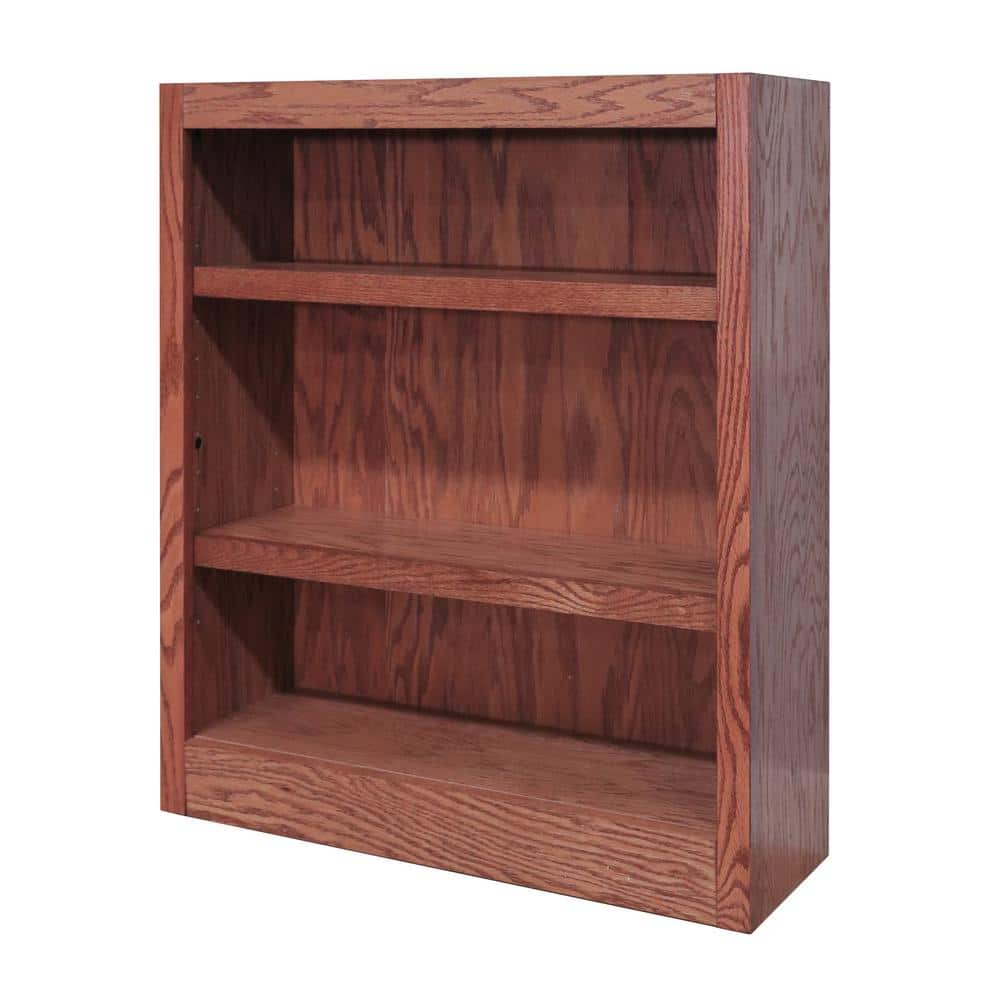 Concepts In Wood 36 in. Dry Oak Wood 3-shelf Standard Bookcase with Adjustable Shelves MI3036-D