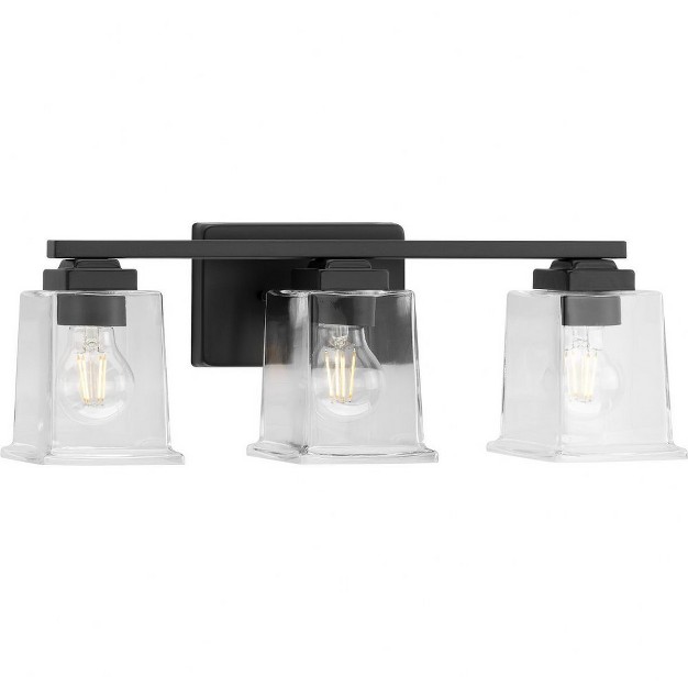 Progress Lighting Gilmour 3 light Vanity Light Matte Black Clear Glass Shades