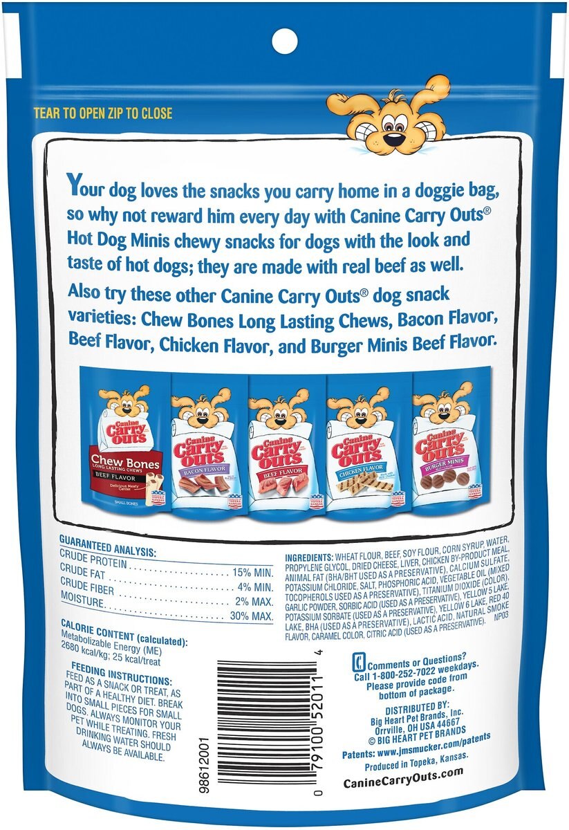 Canine Carry Outs Beef Flavor Hot Dog Minis Dog Treats