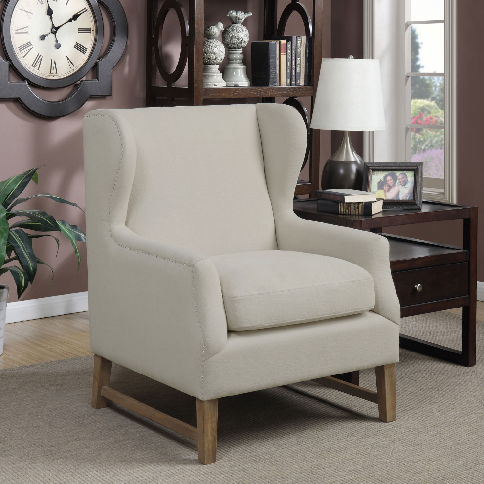 Fleur Wing Back Accent Chair Cream   Modern   Armchairs And Accent Chairs   by Modon  Houzz