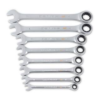 GEARWRENCH SAE 90-Tooth Combination Ratcheting Wrench Tool Set with Tray (8-Piece) 86695