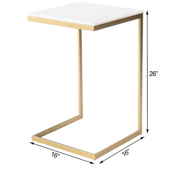 Lawler Modern Loft Iron and Marble Square End Table - Gold