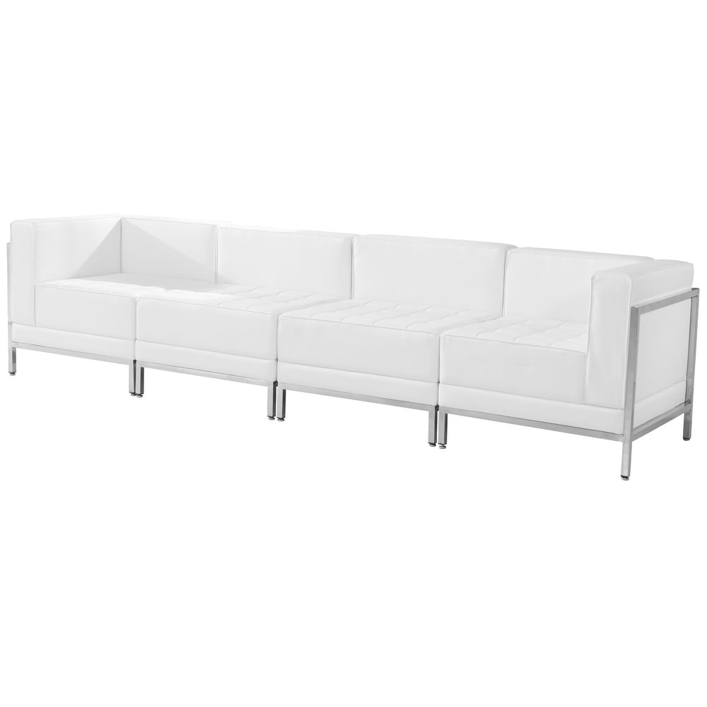 LeatherSoft 4 Piece Modular Lounge Set with Taut Back and Seat   113\