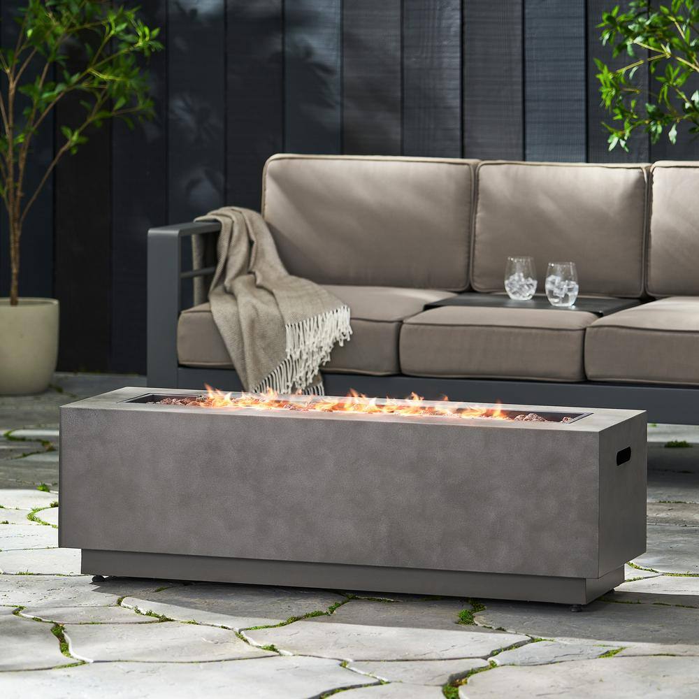 Noble House Reign Concrete Rectangular Metal Fire Pit (No Tank Holder) 69687