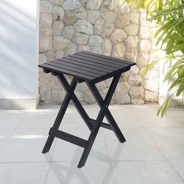 Outdoor Wooden Folding Square Side Table，Portable Lounge End Table