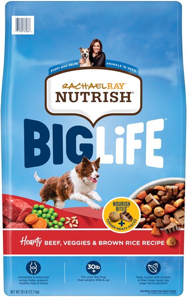 Rachael Ray Nutrish Big Life Large Breed Hearty Beef， Veggies and Brown Rice Recipe Dry Dog Food