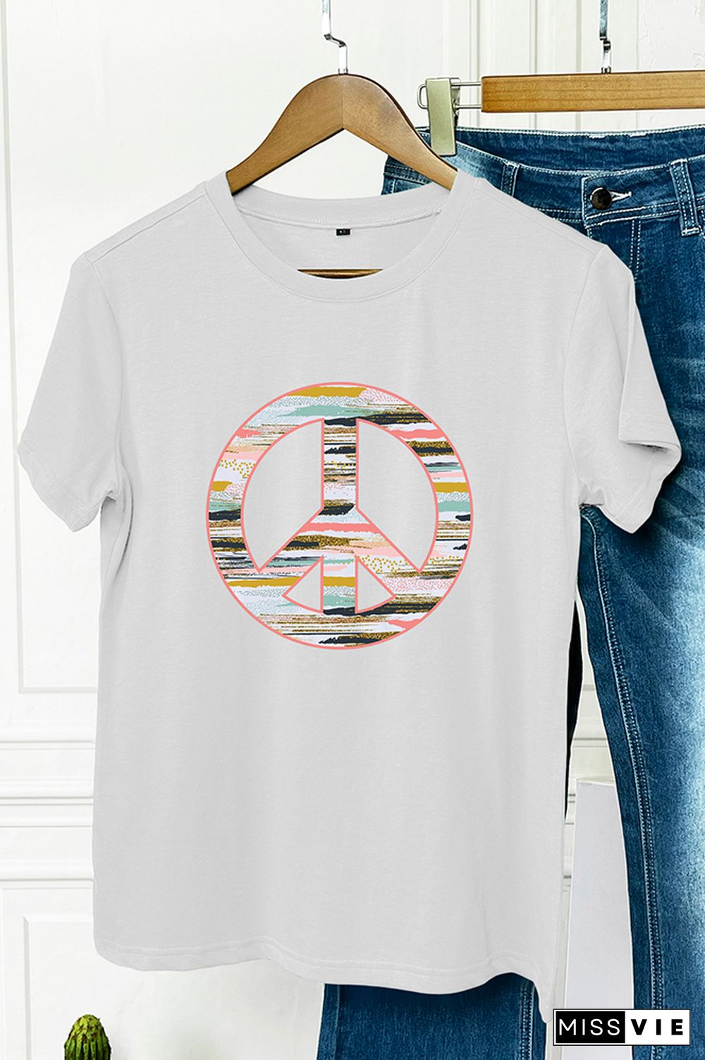 Boho Peace Sign Graphic Tee Wholesale