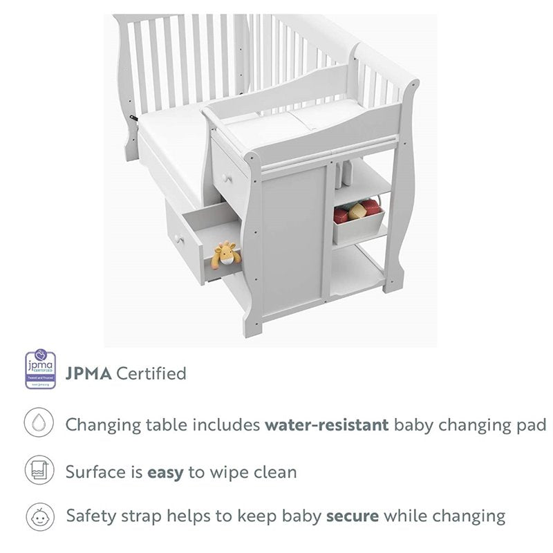 Bowery Hill Traditional Wood 4-in1 Crib & Changer Combo in White