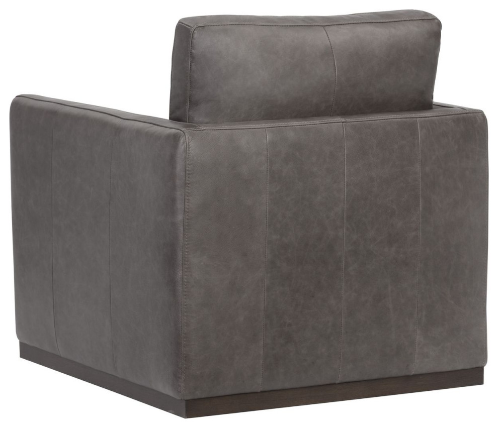 Sunpan 5West Portman Swivel Lounge Chair   Marseille Concrete Leather   Contemporary   Armchairs And Accent Chairs   by Unlimited Furniture Group  Houzz