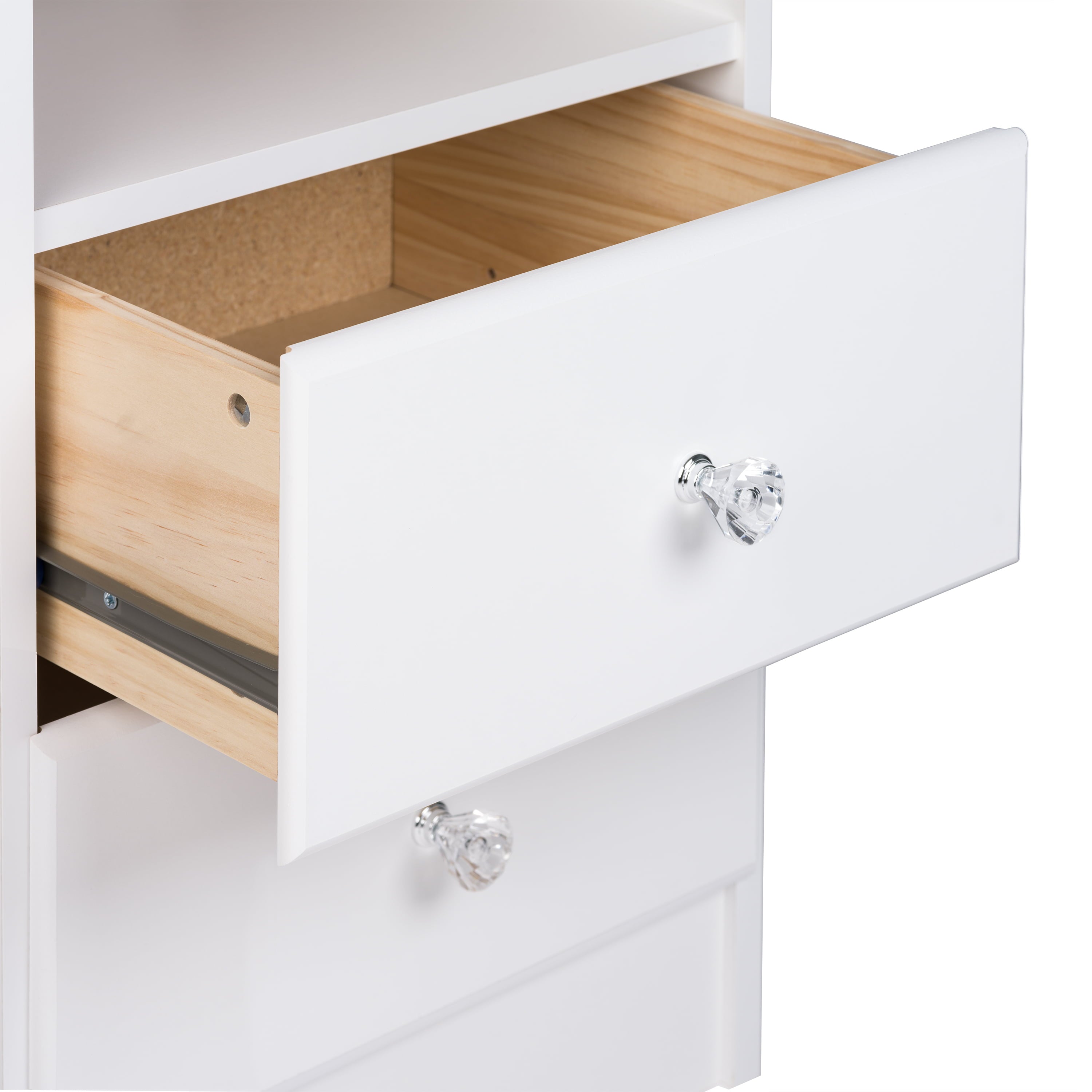 Prepac Astrid 6 Drawer Tall Dresser with Acrylic Knobs, White