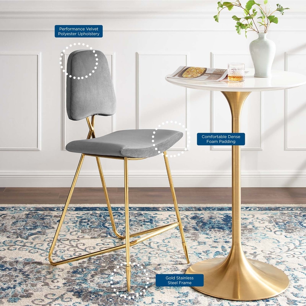 Modway Ponder Performance Velvet Bar Stool  Ivory