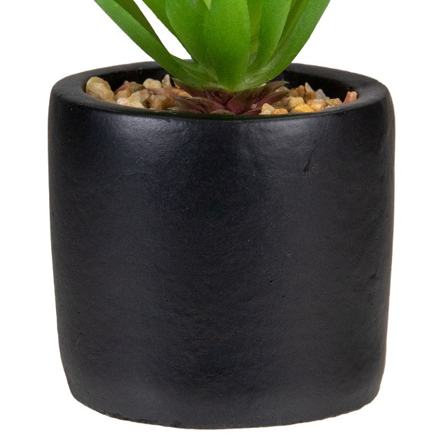 Green Artificial Sword Grass In Black Pot