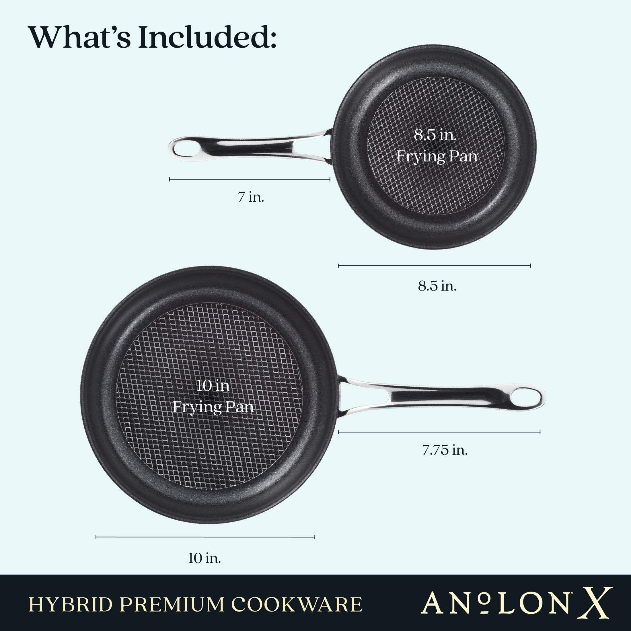 Anolon X Hybrid Nonstick Induction Frying Pan Twin Pack Set， 2-Piece， Super Dark Gray