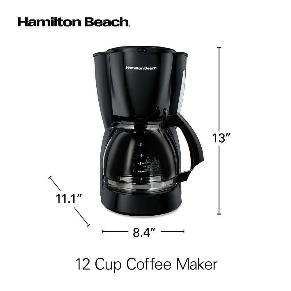 Hamilton Beach 12- Cup Black Drip Coffee Maker with Glass Carafe 49316R