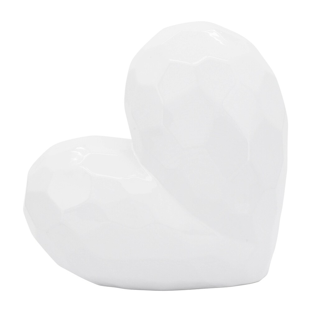 Creative Abstract Ceramic Heart Sculpture  Room  Office Decor or Gift  White  11 L x 6 W x 11 H   11\