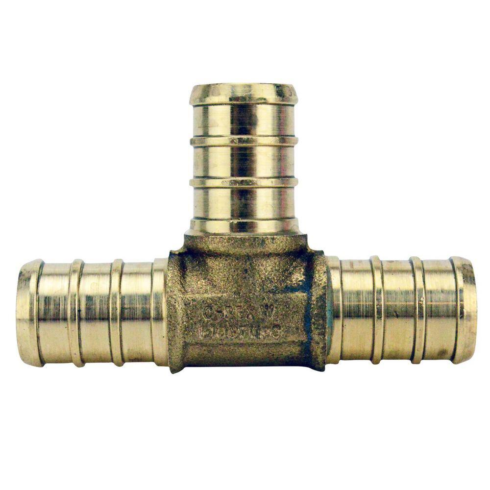 Apollo 12 in. Brass PEX-B Barb Tee (10-Pack) APXT1210PK