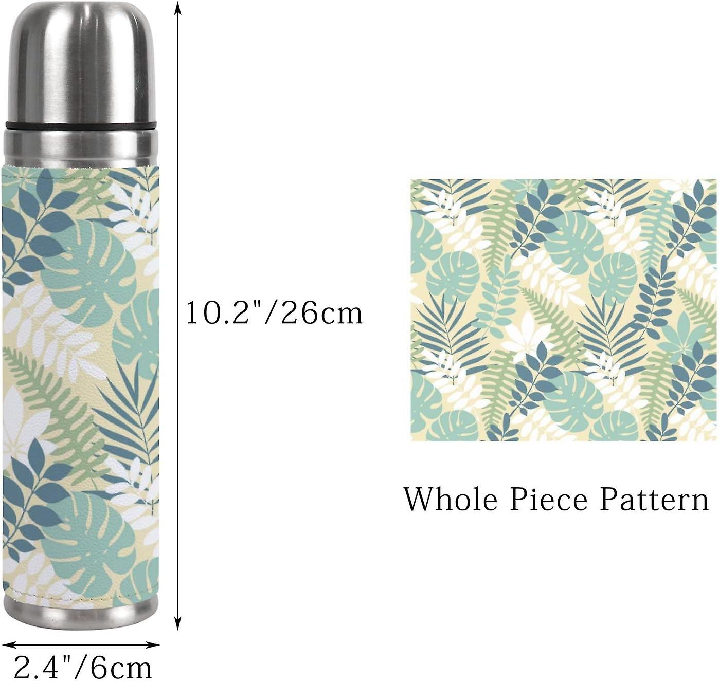 Insulated Mug Stainless Steel Water Bottle Tropical Palm Leaves Jungle Leaves Vacuum Cup Travel Mug For Office