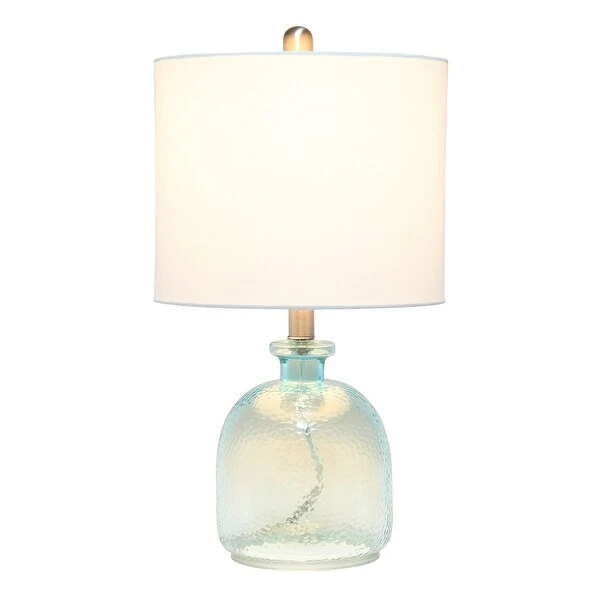 Lalia Home Hammered Glass Jar Table Lamp with White Linen Shade