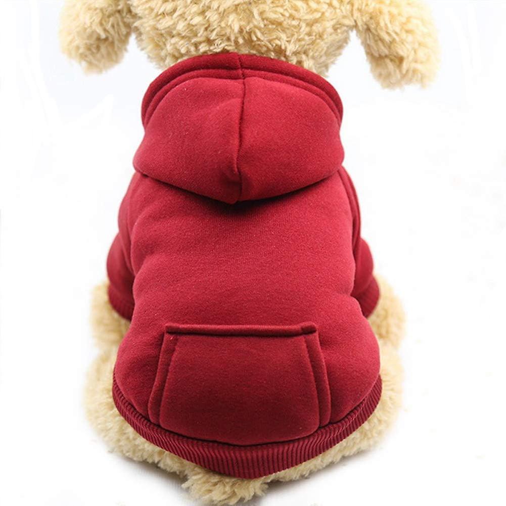 Winter Dog Hoodie Sweatshirts With Pockets Warm Dog Clothes For Small Dogs Chihuahua Coat Clothing Puppy Cat Custume (small， Wine Red)