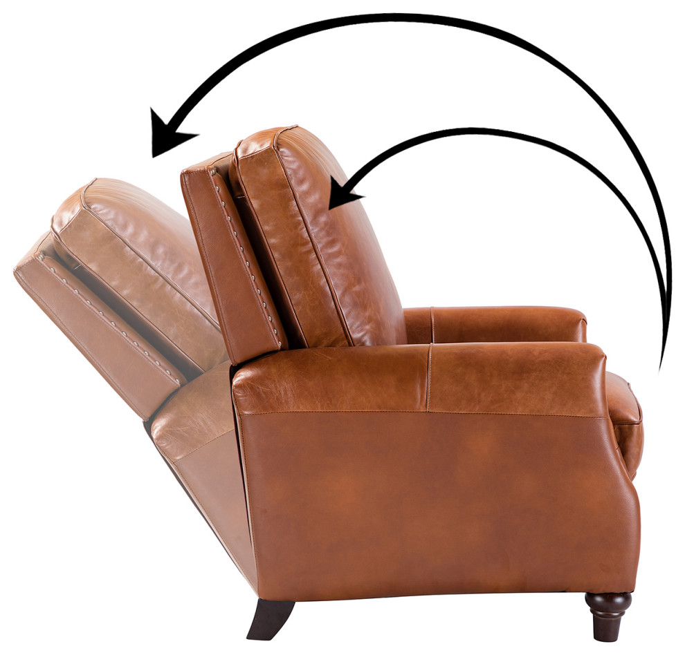 Genuine Leather Recliner With Nailhead Trim Set of 2   Traditional   Recliner Chairs   by Karat Home  Houzz