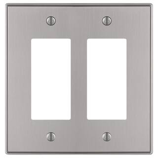 Hampton Bay Ansley 2-Gang Rocker Metal Wall Plate - Brushed Nickel 70RRBNHB