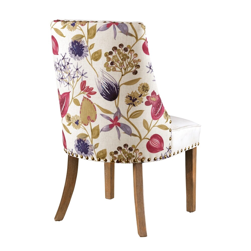 Somette White Floral Accent Dining Chairs  Set of 2