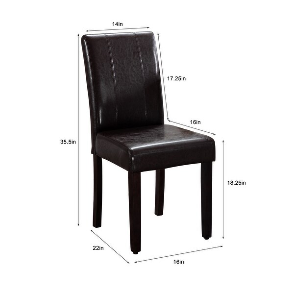 Leatherette Dining Chairs Solid Wood Set of 2