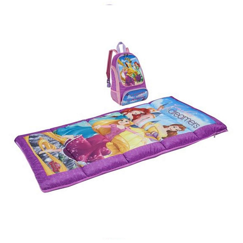 Exxel Outdoors Disney Oxford Sleeping Bag Kit with Belle， Ariel， and Rapunzel