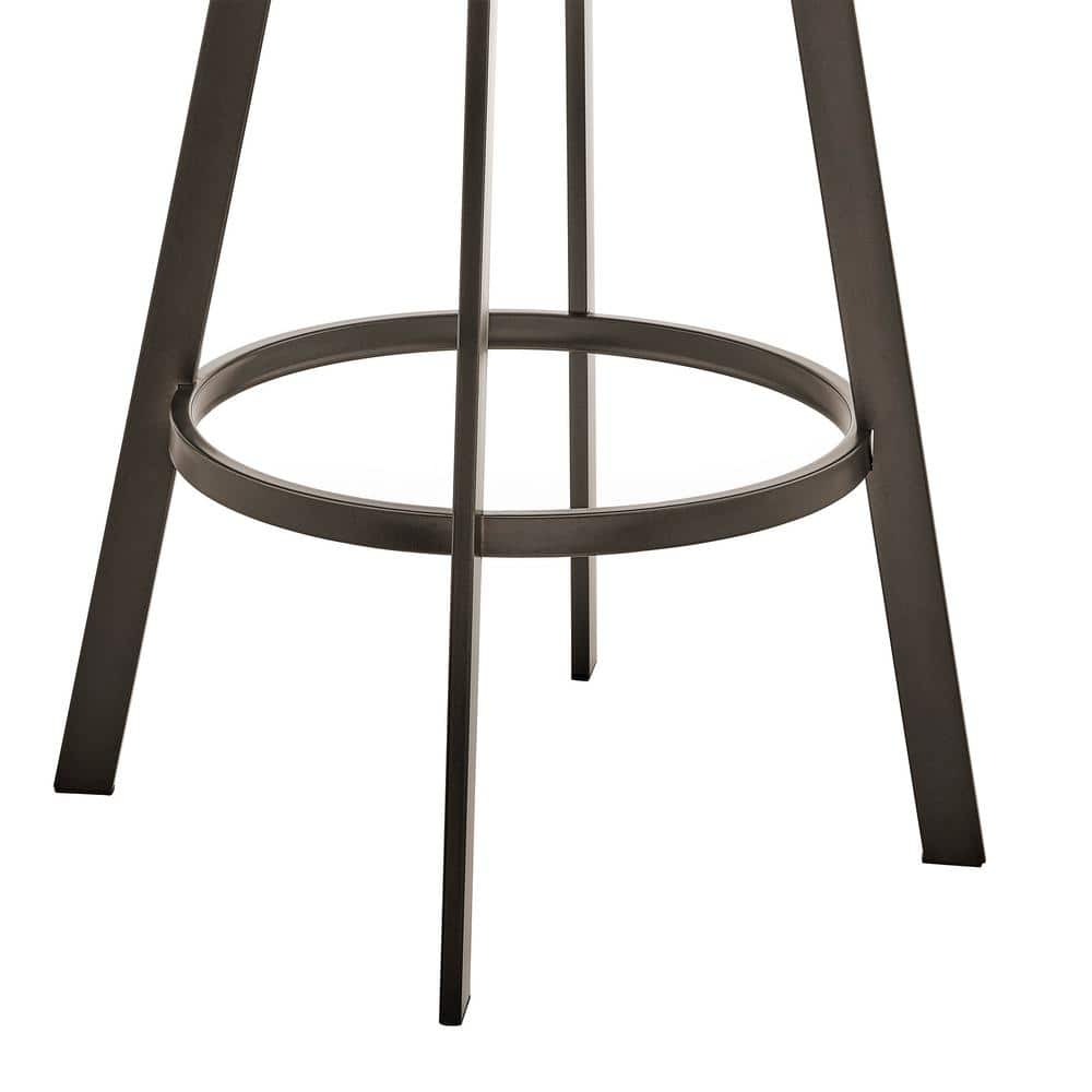 Armen Living Bronson 30 in. Bar Height Low Back Swivel Bar Stool in Java Brown and Chocolate Faux Leather 721535761876