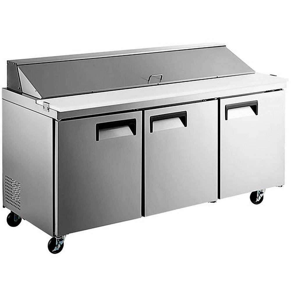 Cooler Depot 70 in. W 15.5 cu. ft. Commercial Food Prep Table Refrigerator Cooler in Stainless Steel dxxxsp72