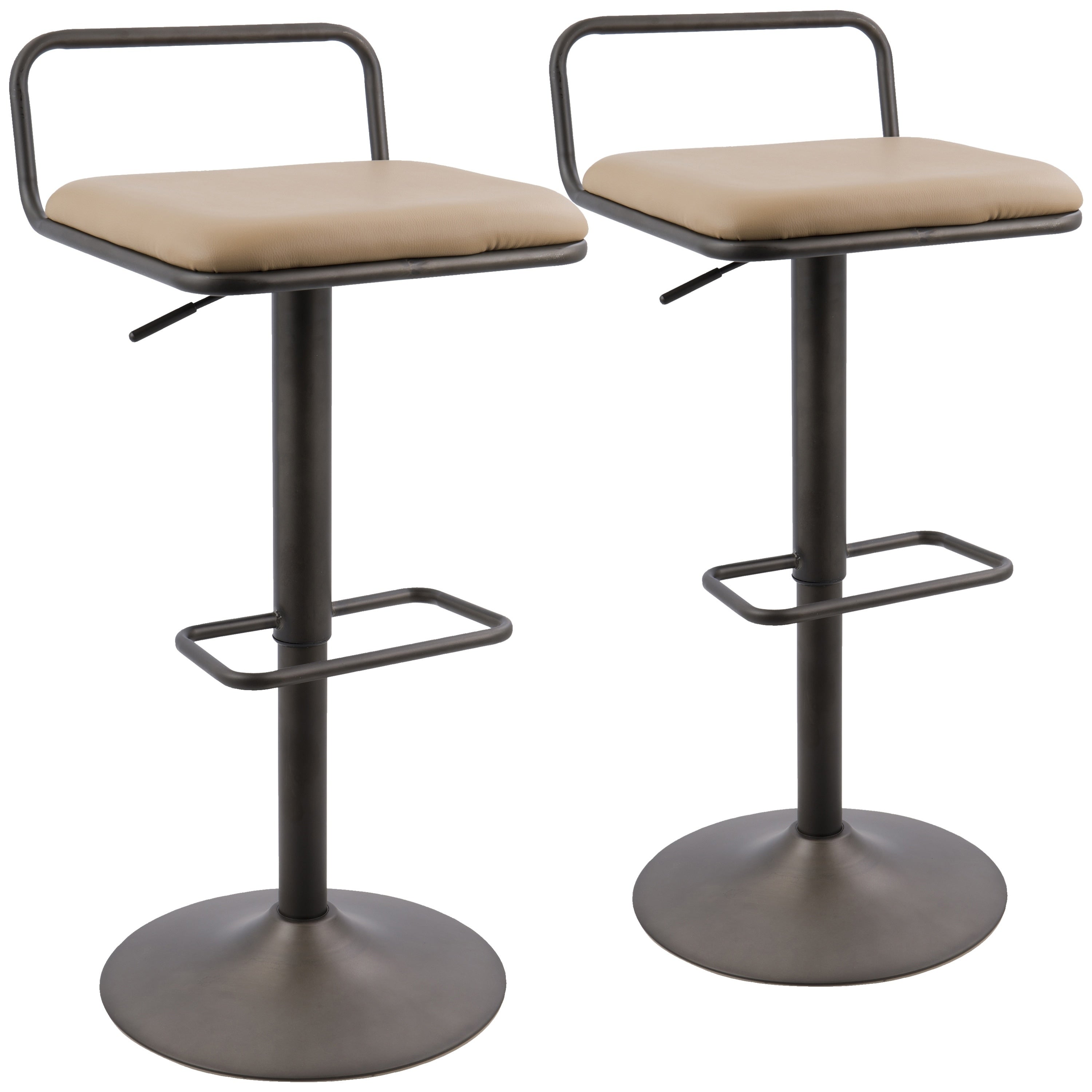 Beta Industrial Low Back Adjustable Swivel Barstool with Swivel (Set of 2)