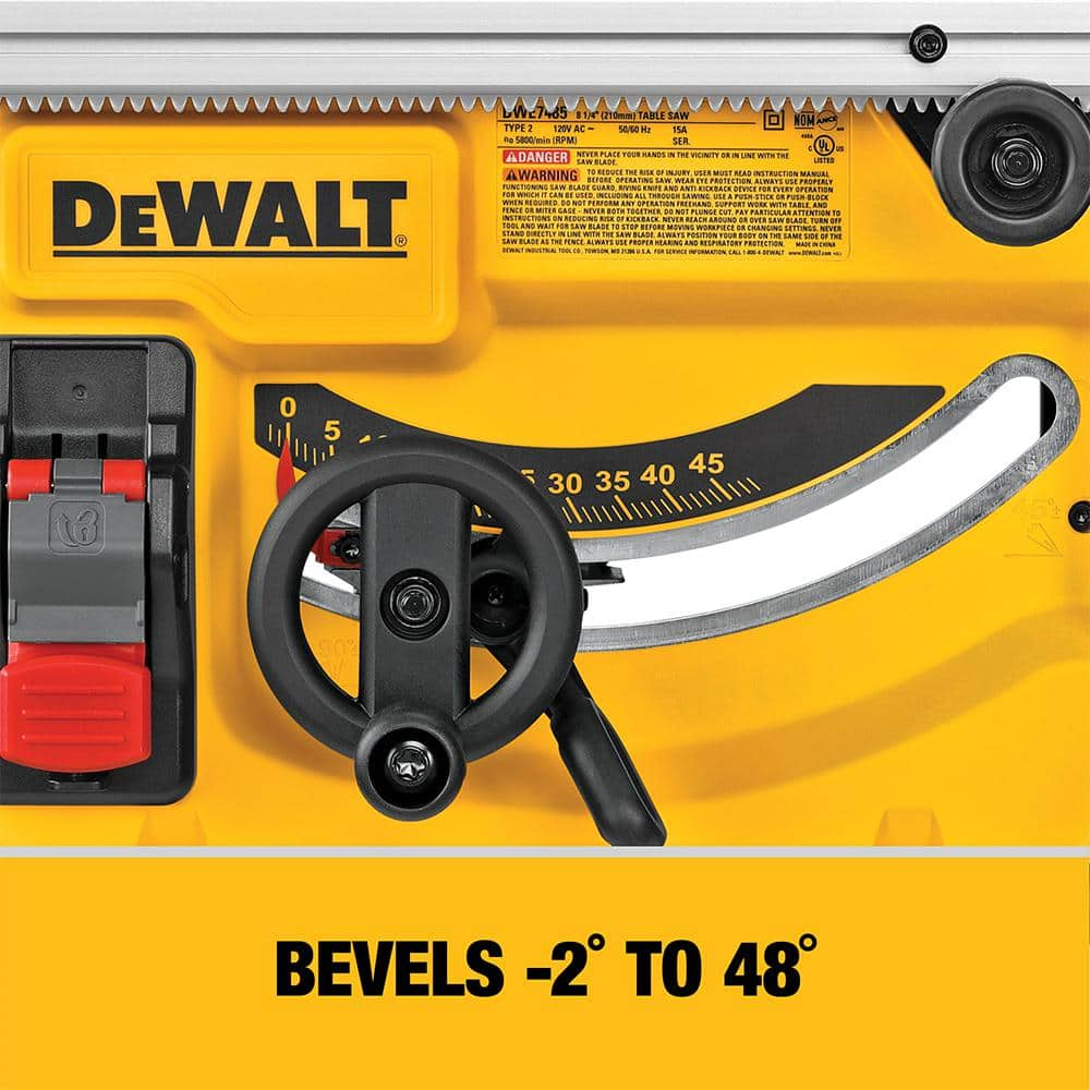 DEWALT 15 Amp Corded 8-1/4 in. Compact Portable Jobsite Tablesaw (Stand Not Included) DWE7485