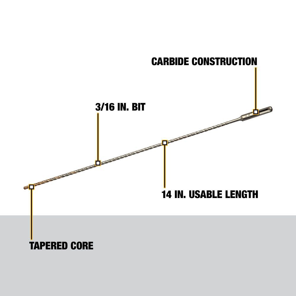 DW 3/16 in x 14 in x 16 in Rock Carbide SDS Plus Hammer Drill Bit DW5408 from DW