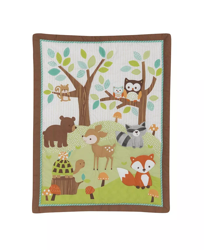 Bedtime Originals Friendly Forest White Brown Green Woodland Animals and Trees 3-Piece Nursery Baby Crib Bedding Set