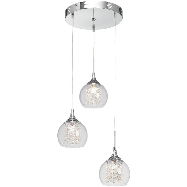 Wide Modern Clear Glass 3 light Fixture For Dining Room House Foyer