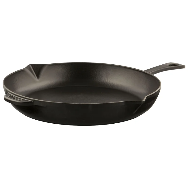 Staub 1223025 Cast Iron 12-inch Fry Pan - Matte Black， Made in France