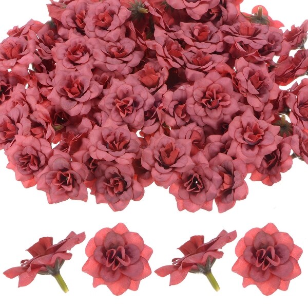 100Pack Artificial Roses Heads，Silk Fake Rose Head for Bouquet