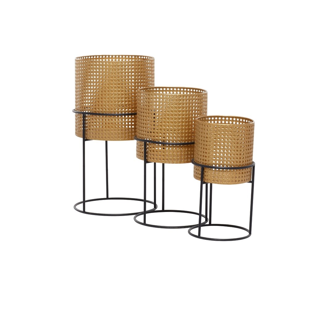 White Black or Gold Basket Style Glam Modern Planter Stands (Set of 3)   S/3 23\