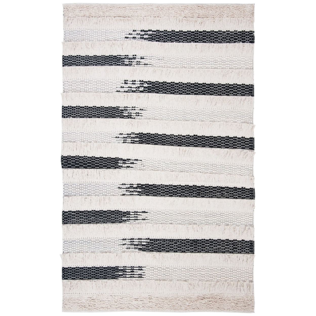 SAFAVIEH Natura Proinsias Striped Cotton Area Rug, Ivory/Black, 5' x 8'