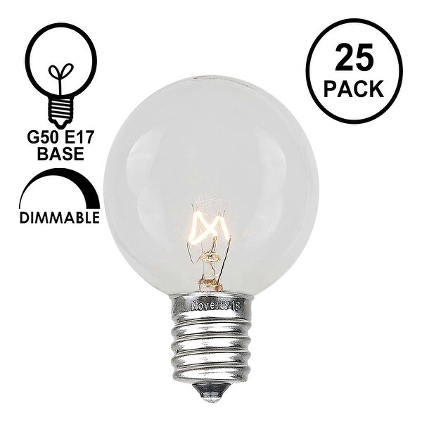 G50 Outdoor Patio Globe Replacement Bulbs，Clear，C9/E17 Base