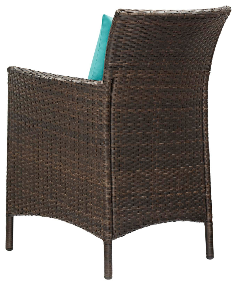 Side Dining Chair and Table Set  Rattan  Wicker  Brown Green  Modern  Outdoor   Tropical   Outdoor Dining Sets   by House Bound  Houzz